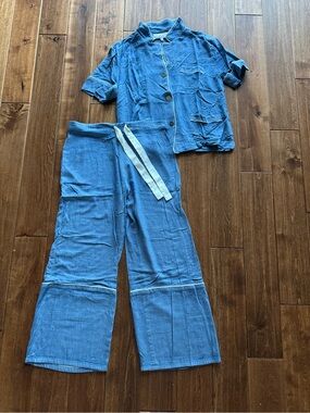 Women’s Bed to Brunch Size M Denim Look Pajamas